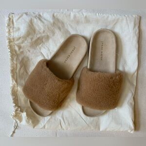 Jenni Kayne Tan Shearling Slides